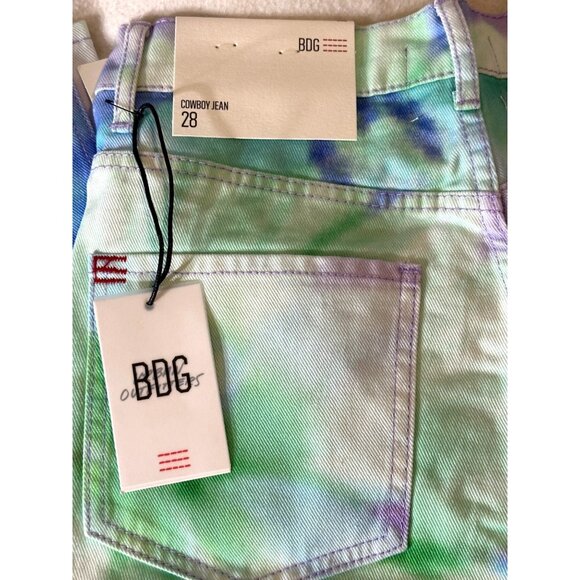 Womens Tie-Dye  28" High-Waist Denim Pants By BDG Urban Outfitters - Picture 8 of 13